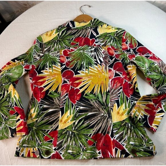 Additions by Chicos Womens Colorful Tropical Wood Button Jacket Size 2 (Size 12) - Picture 12 of 15